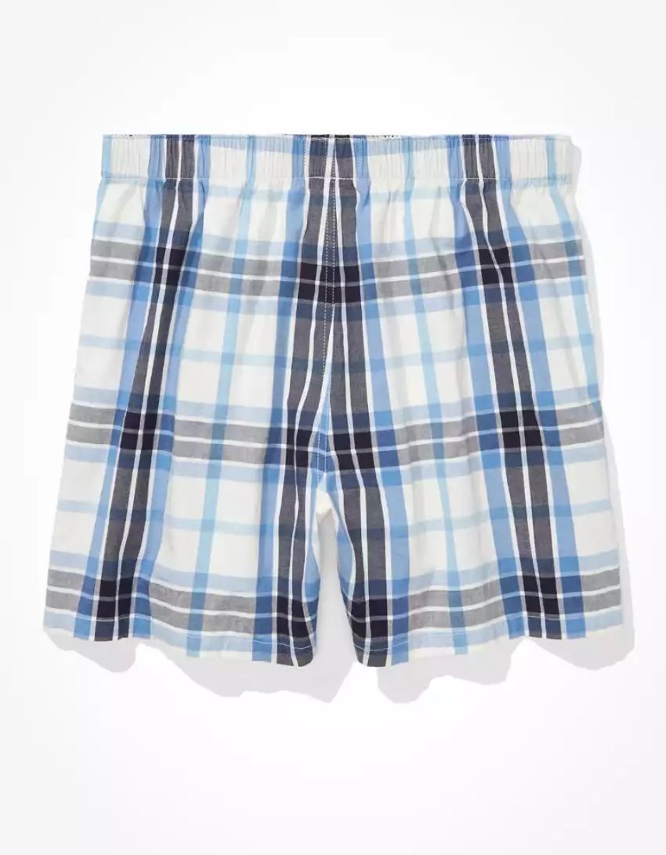 Shorts De Bain American Eagle AEO Plaid Stretch Bleu Homme | AUB-47405683